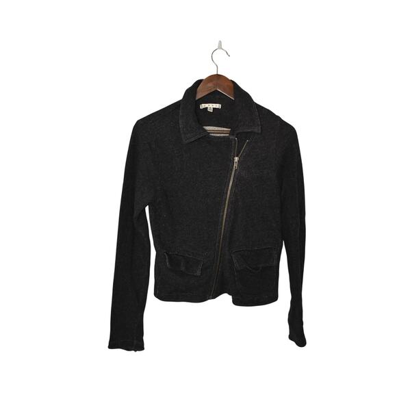 Cabi 100% Cotton Charcoal Gray Terry Knit Moto Jacket Size S - Picture 2 of 5